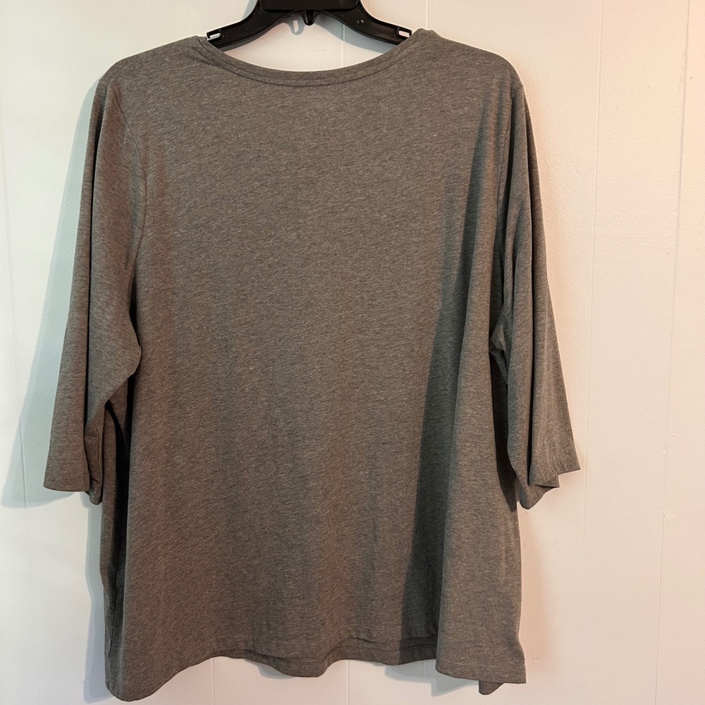 Catherines Halloween Owl Sequin Top 3X Gray 3/4 Sleeve Plus Size Festive Shirt - Picture 5 of 5